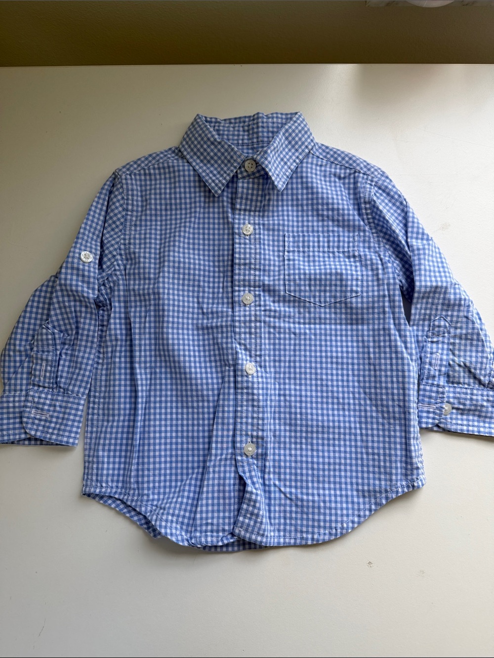 Janie and Jack Light Blue Gingham Button-Down Shirt 12-18 months